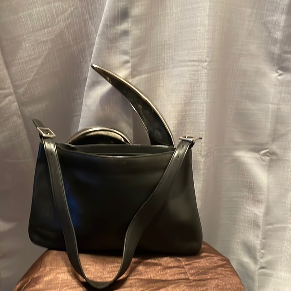 Black leather coach bag Vintage
